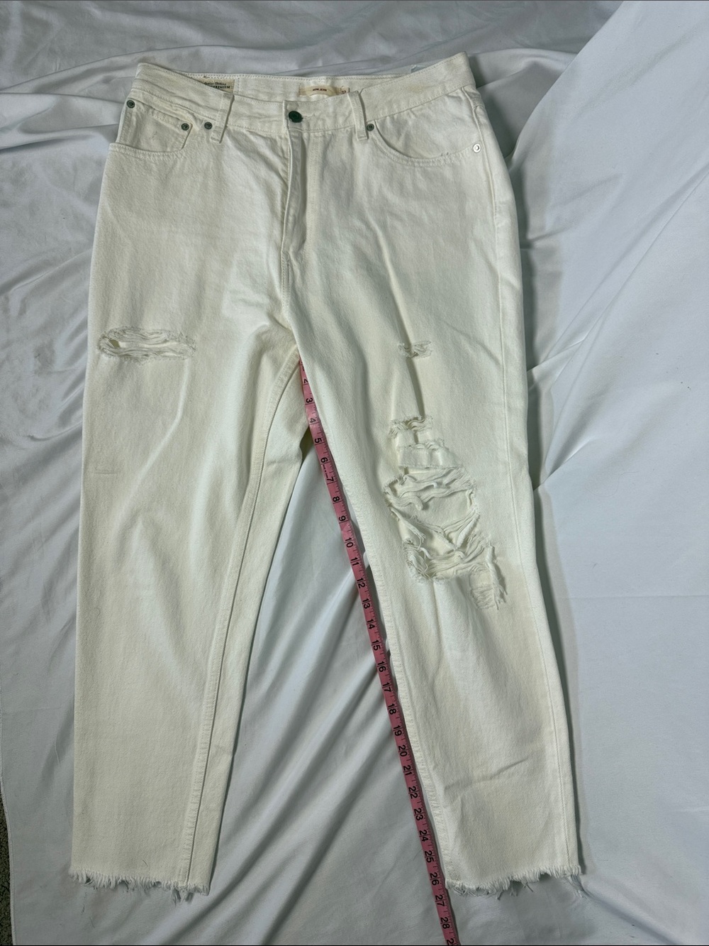Levi's White Distressed Mom Jeans